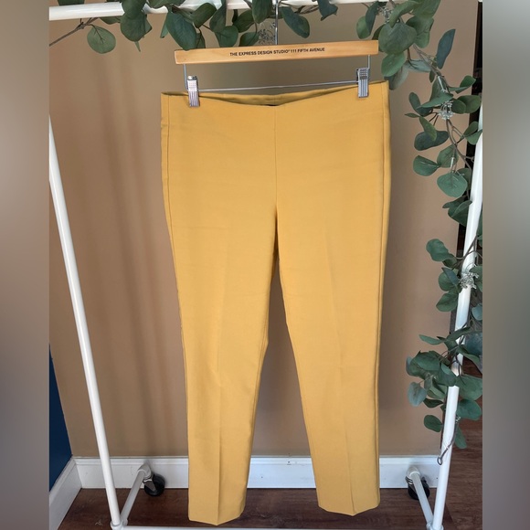 Adrianna Papell pull-on stretch trousers career mustard gold size 8 elastic - Picture 1 of 7